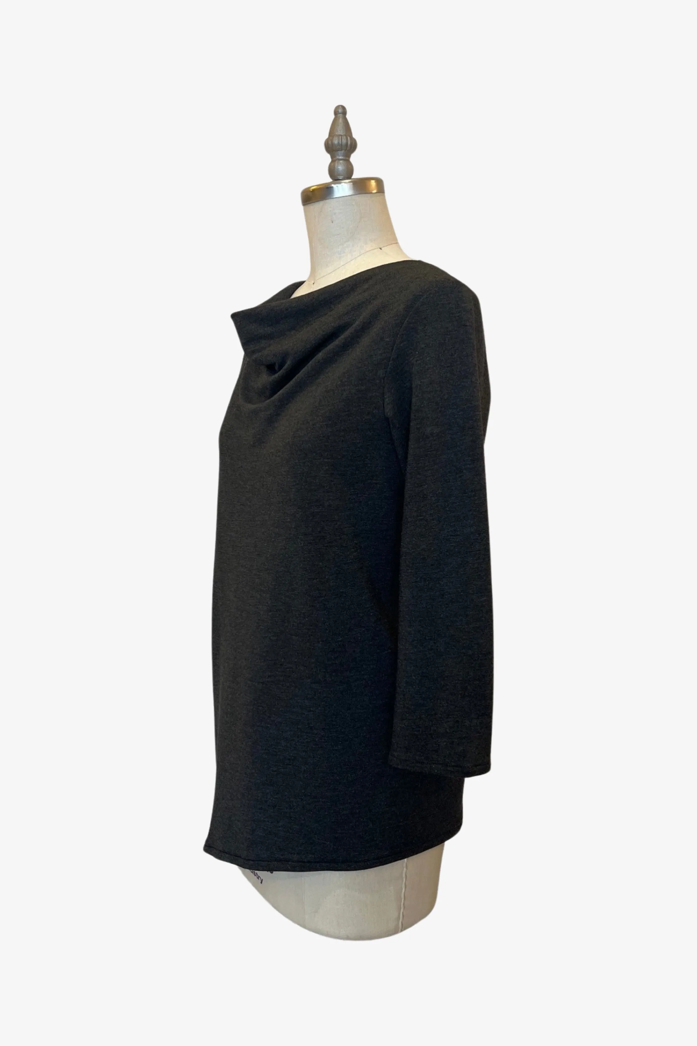 3/4 Sleeve Trapezoid Tunic | Charcoal Fleece