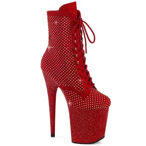 8 Inch Heel FLAMINGO-1020RM Red Rhinestone