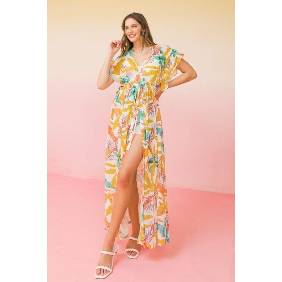 A Printed Woven Maxi Cover Up