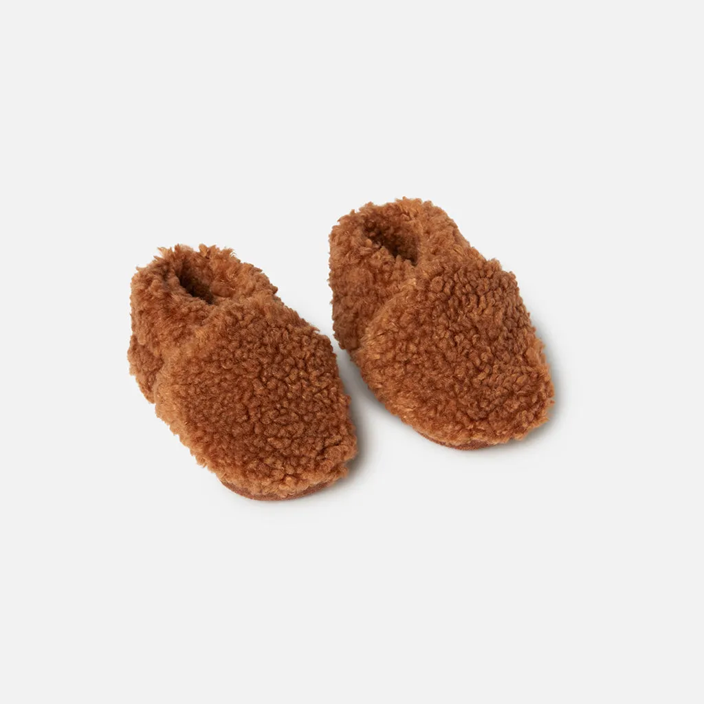 ADVICE Baby Article Two Vegan Shearling Booties Earth Brown