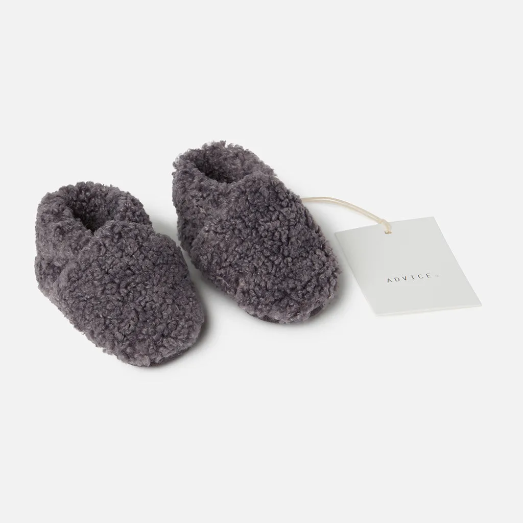 ADVICE Baby Article Two Vegan Shearling Booties Mountain Grey