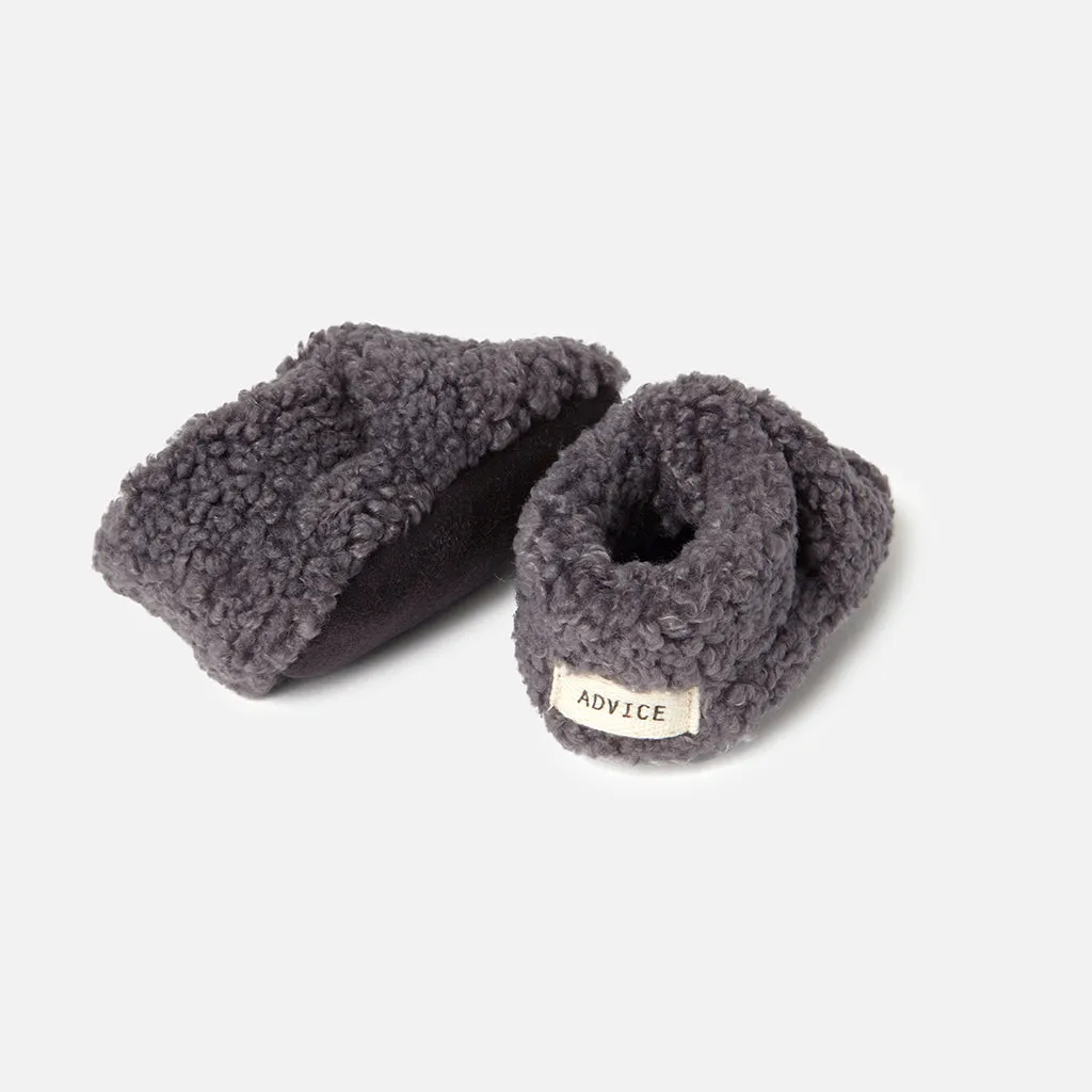 ADVICE Baby Article Two Vegan Shearling Booties Mountain Grey