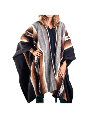 Alpaca Wool Poncho - Hualhuas Night