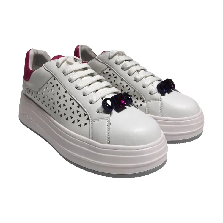 Apepazza LARA S4LIFTY02 Sneakers Donna In Vera Pelle Platform Bianco