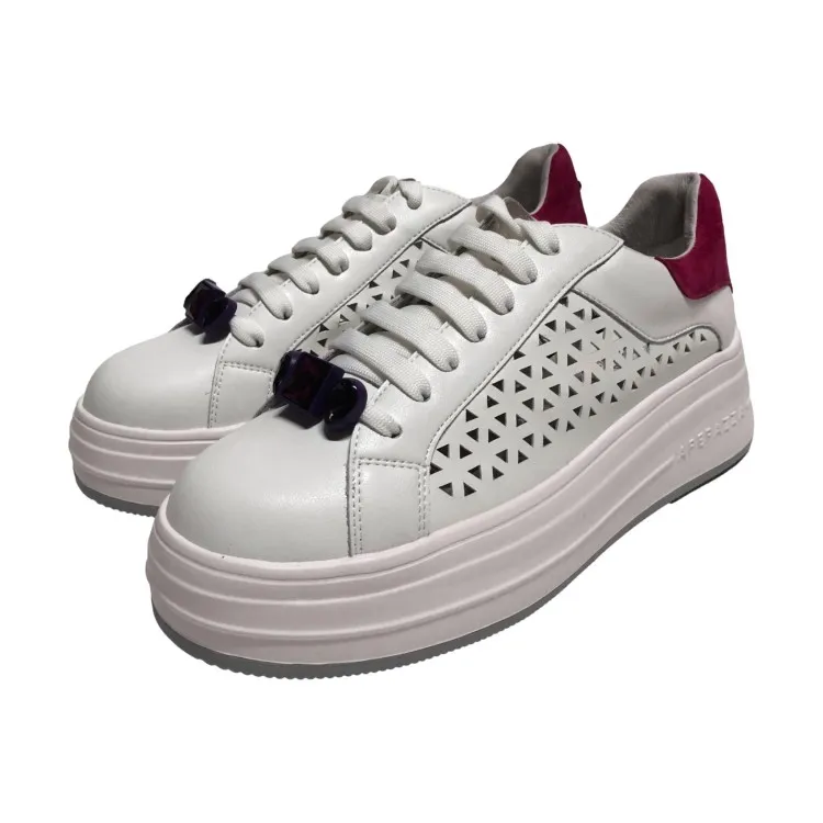 Apepazza LARA S4LIFTY02 Sneakers Donna In Vera Pelle Platform Bianco