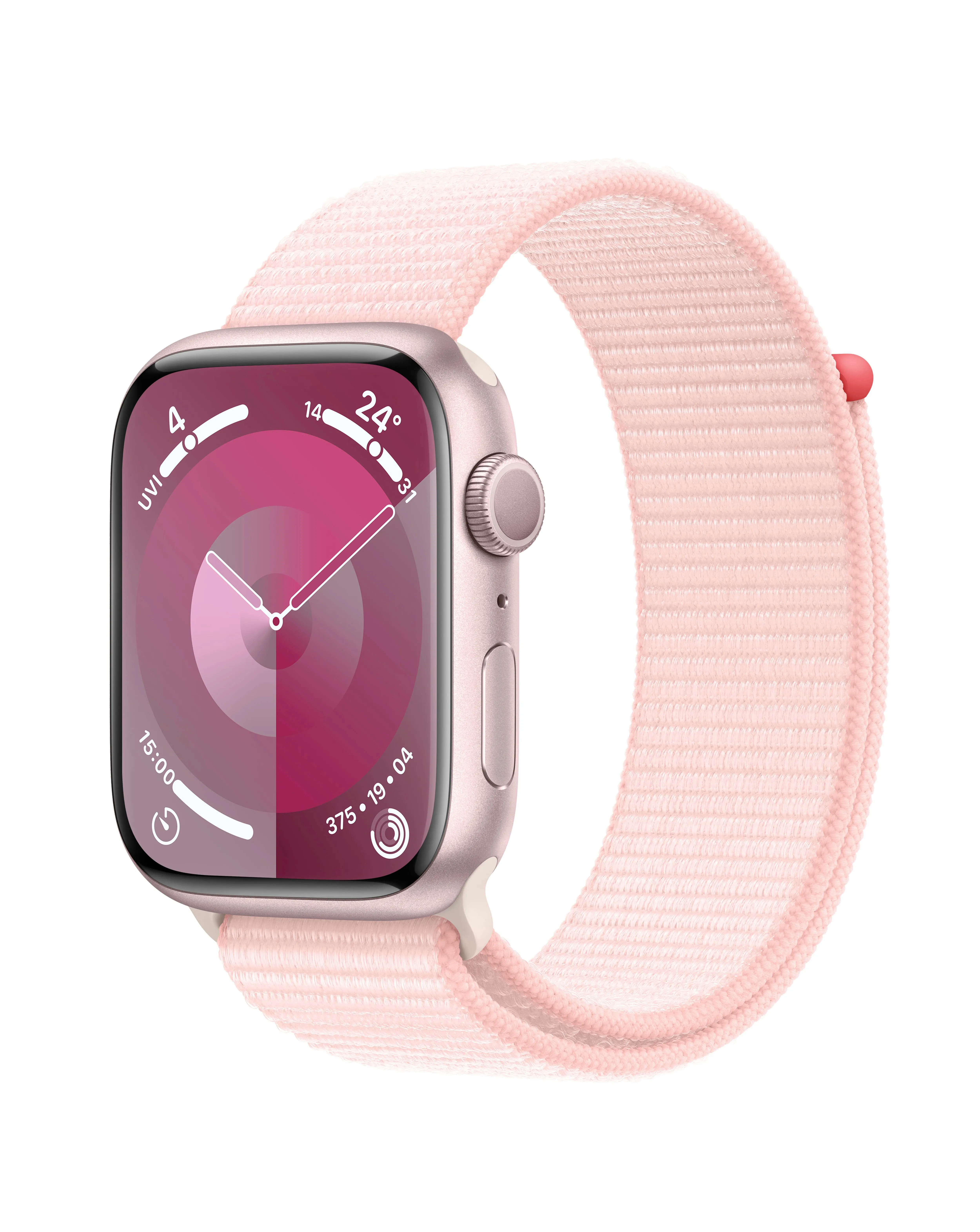 Apple Watch Series 9 GPS 45mm Pink Aluminium Case, Light Pink Sport Loop | Simply Be