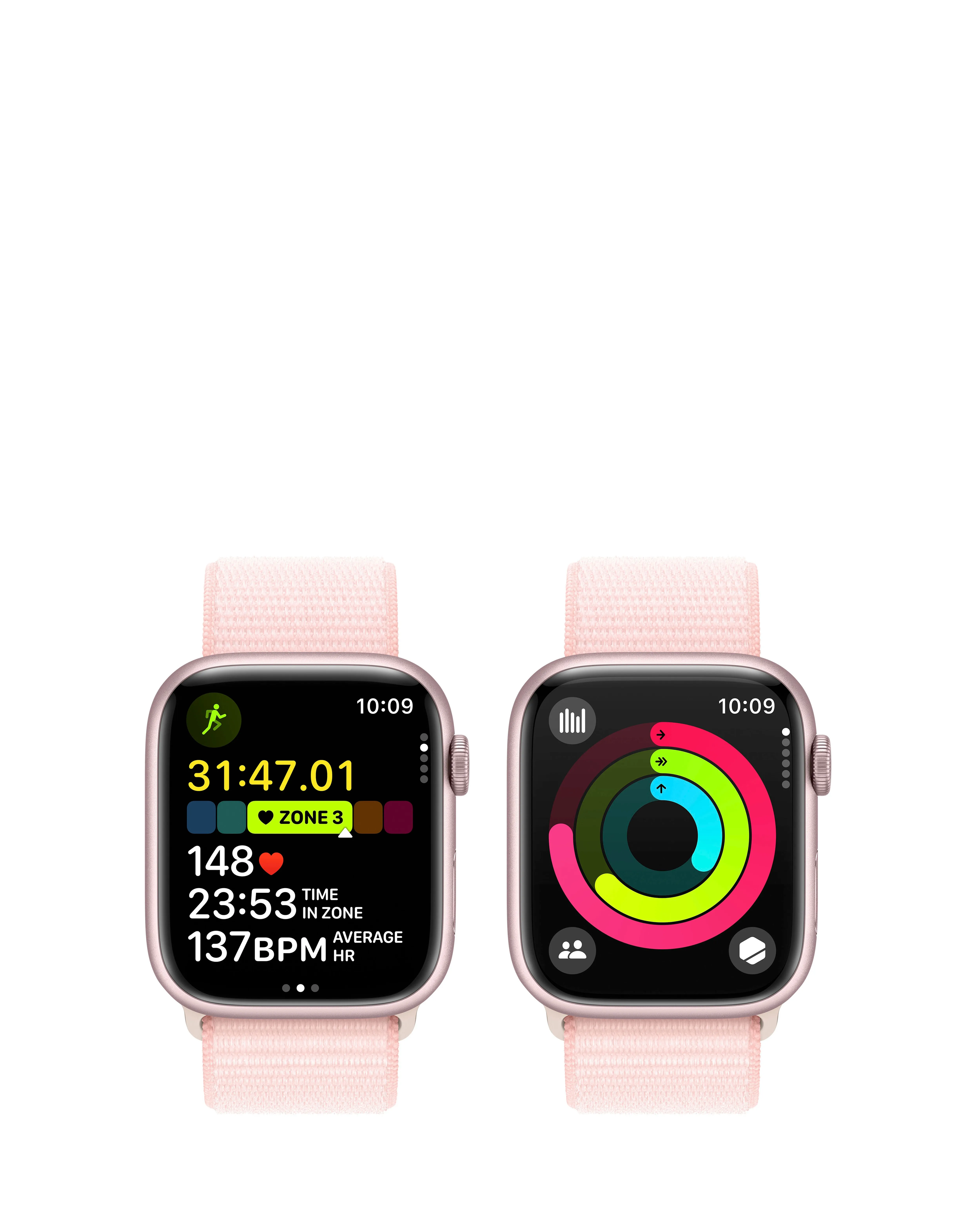 Apple Watch Series 9 GPS 45mm Pink Aluminium Case, Light Pink Sport Loop | Simply Be