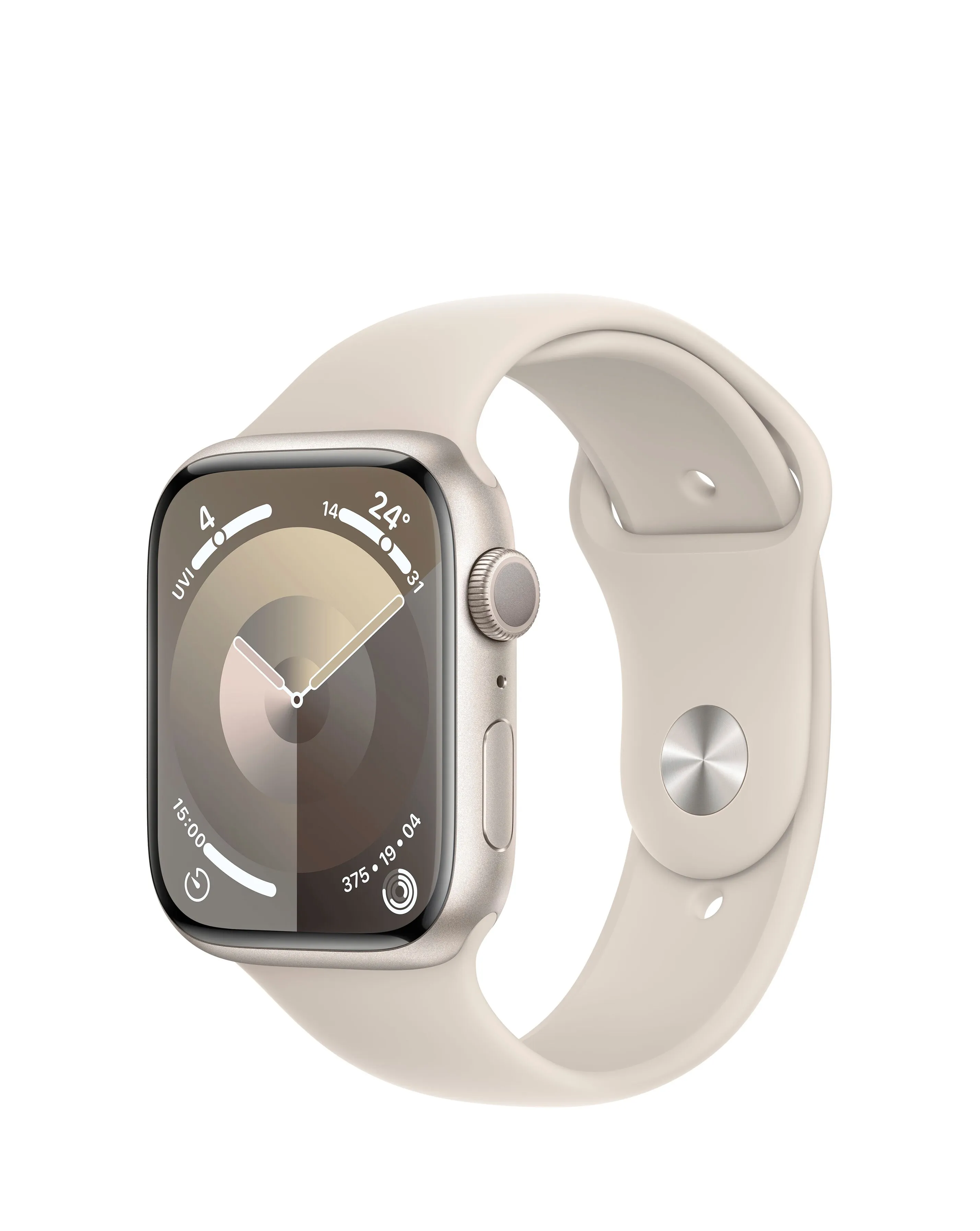 Apple Watch Series 9 GPS 45mm Starlight Aluminium Case with Sport Band - M/L | Simply Be