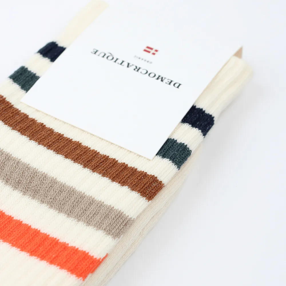 Athletique Classique Super Stripes Socks Off White / Navy / Forrest Green / Hot Nutshell / Khaki / Pumpkin