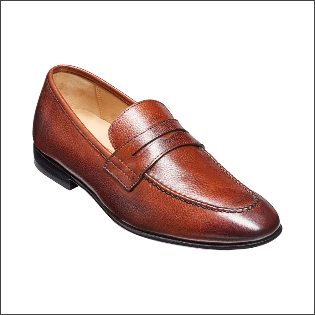 Barker Ledley Cherry Grain Apron Front Mocassin Slip On*