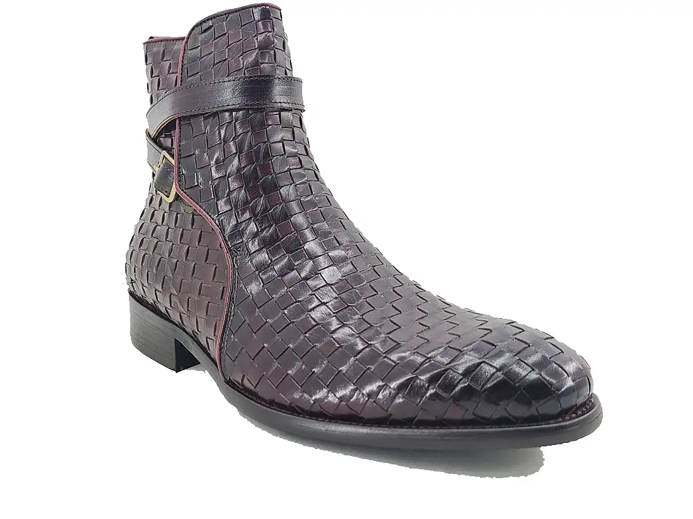 Basket Weave Calfskin Buckle Boot