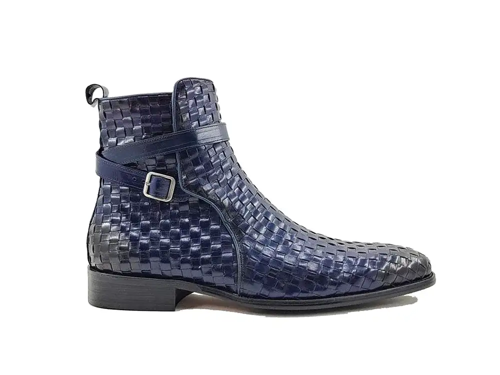 Basket Weave Calfskin Buckle Boot