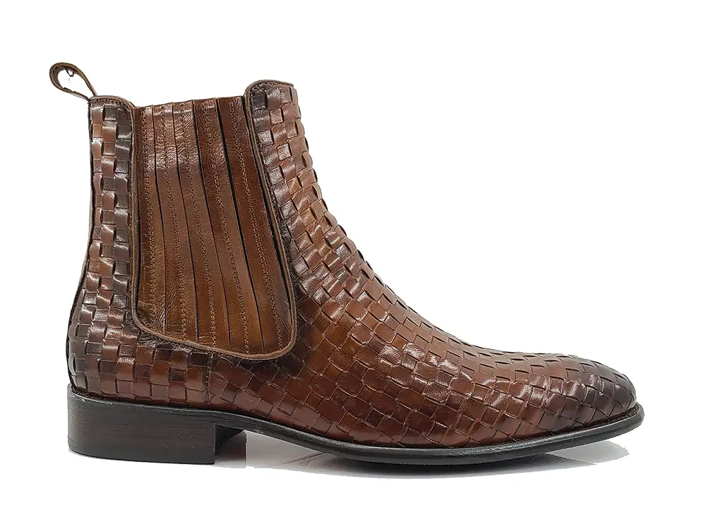 Basket Weave Leather Chelsea Boot