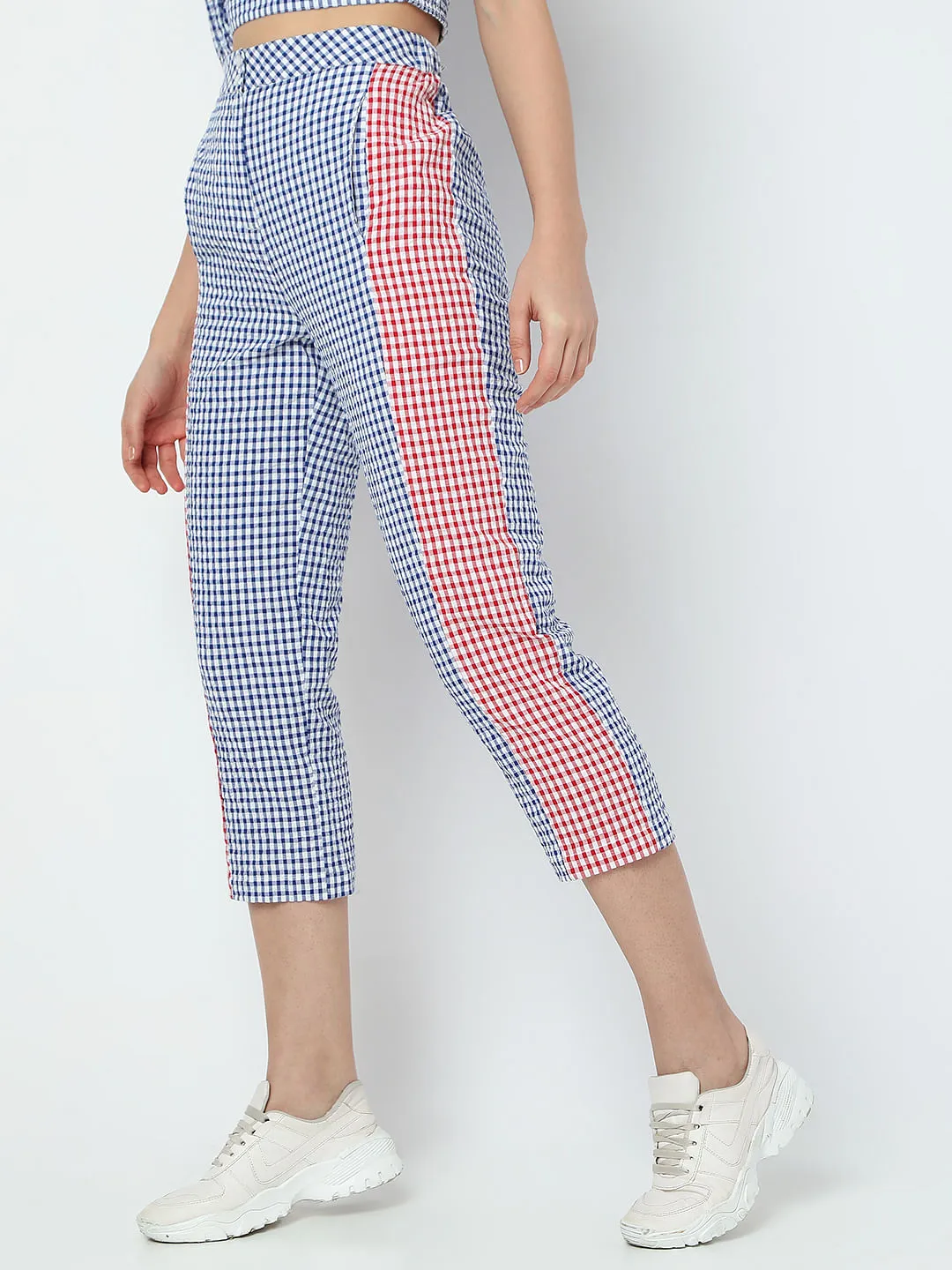 Blue Check Straight Fit Co-ord Set Pants