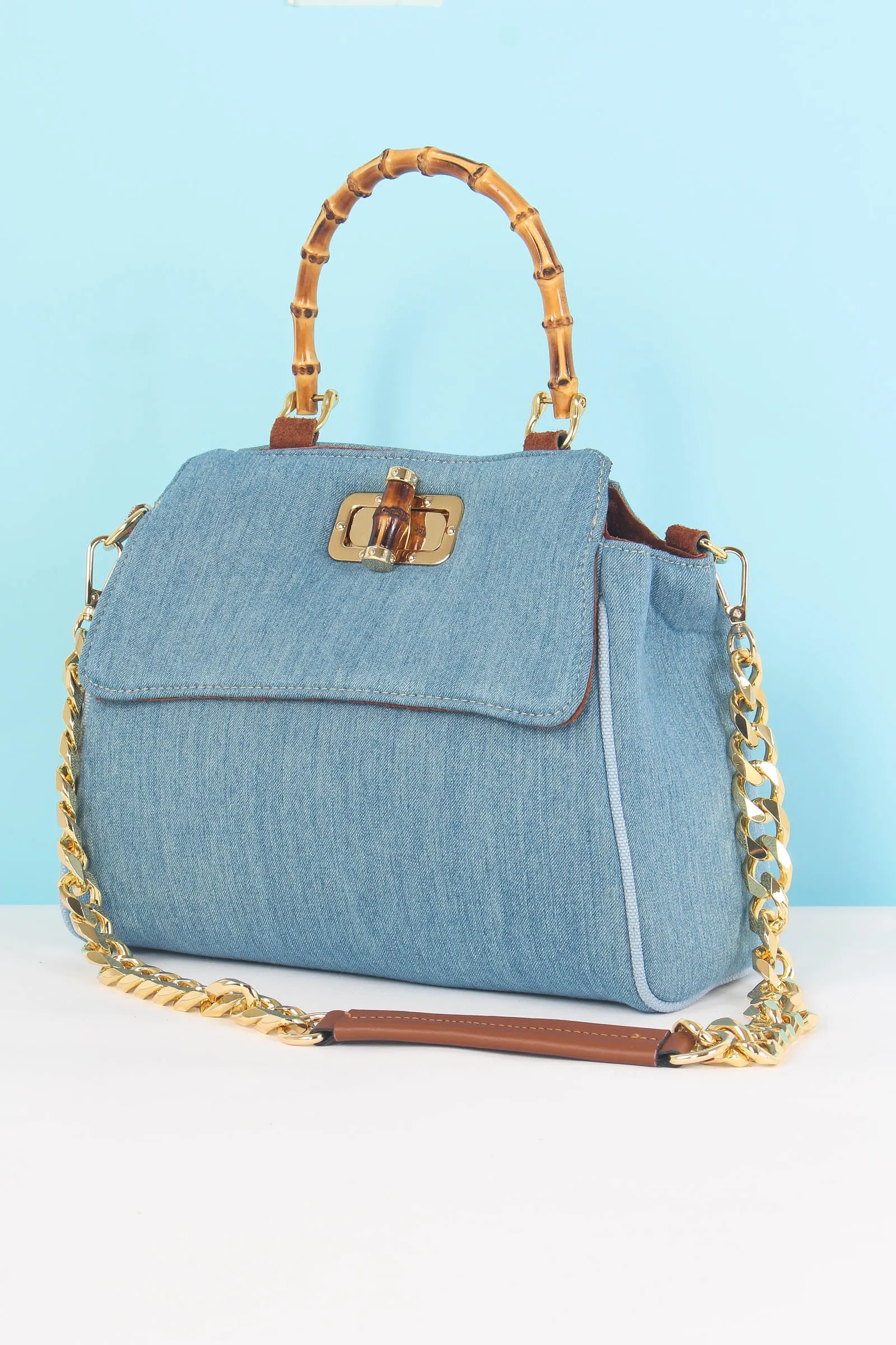 Borsa Denim Tracolla Catena Denim Chiaro