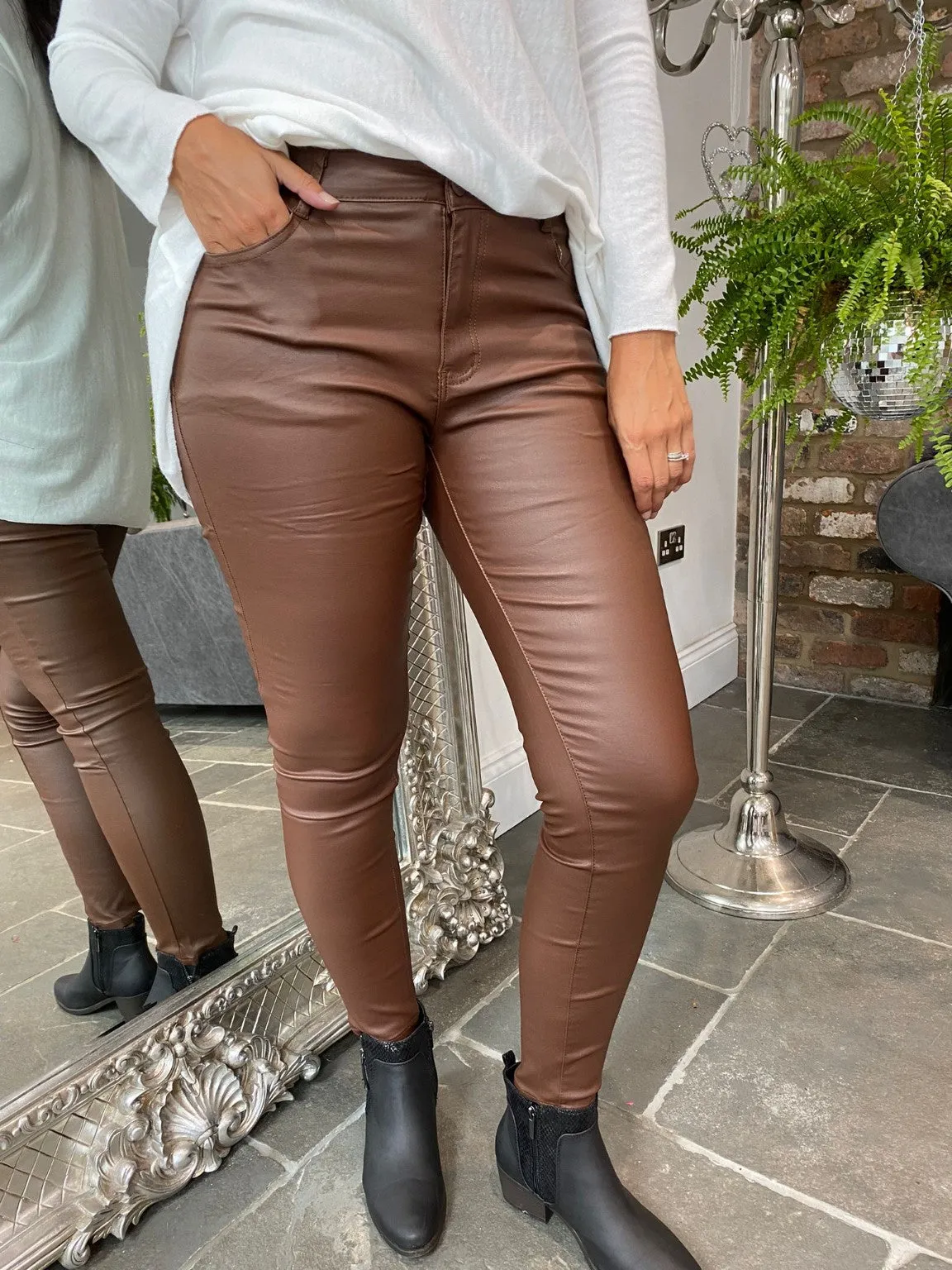 Brown Coated Trousers