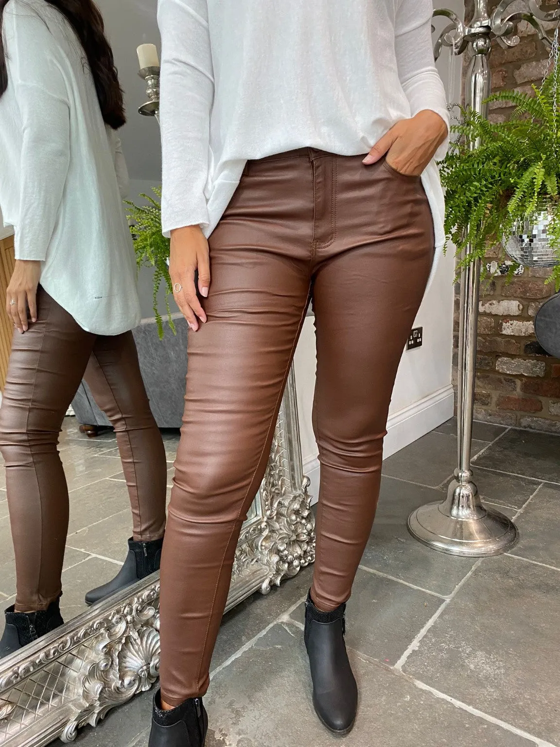 Brown Coated Trousers