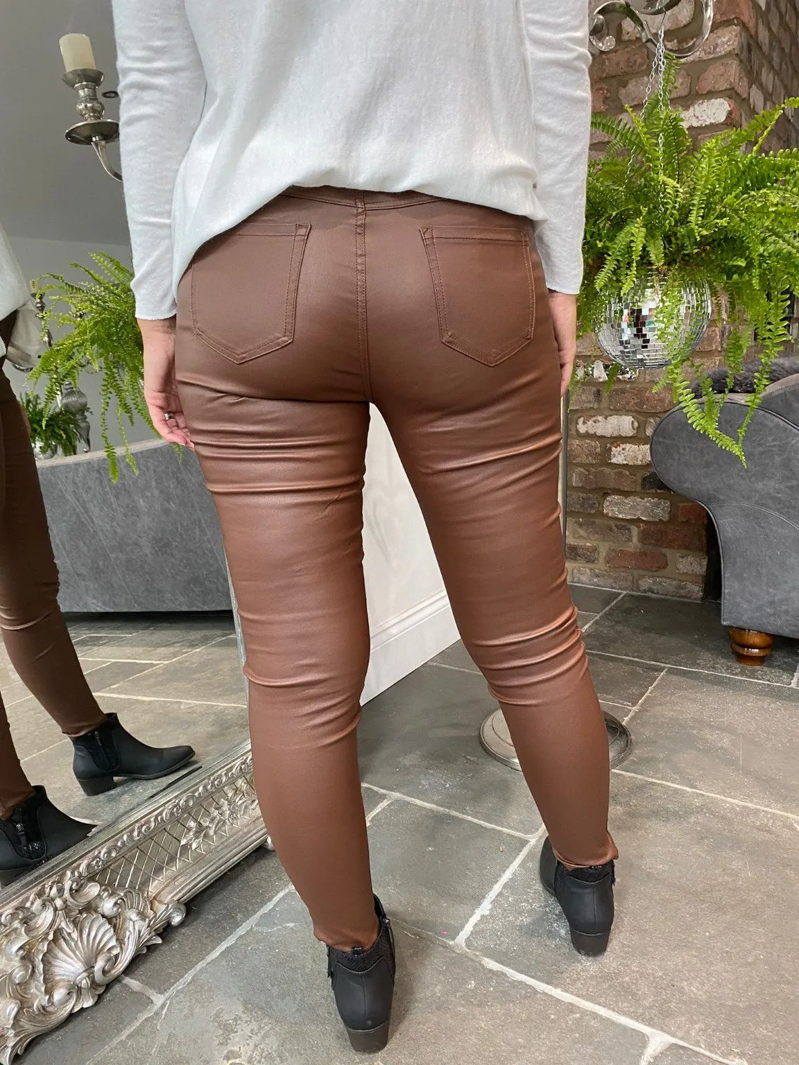 Brown Coated Trousers