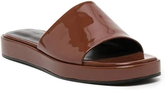 BY FAR Shana patent leather sandals Brown