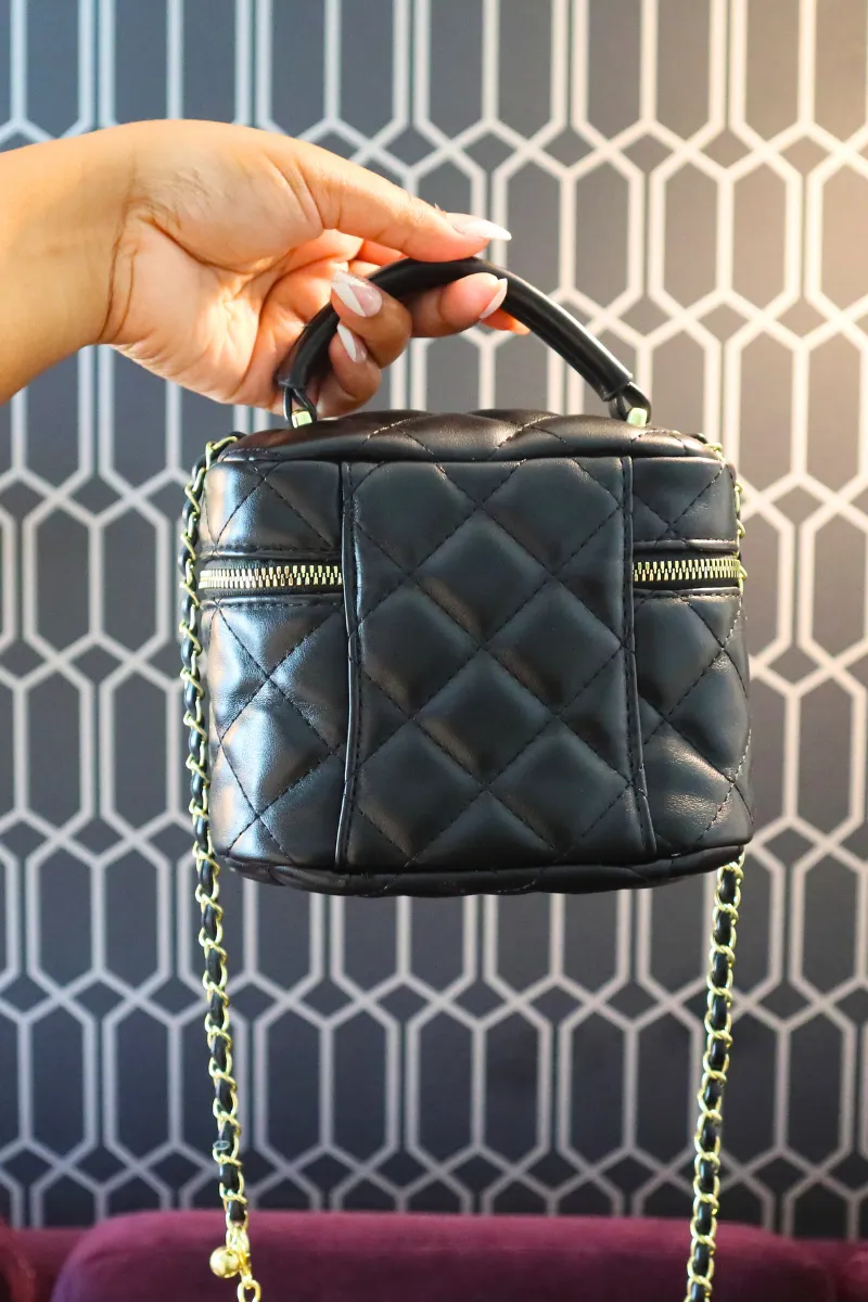 Camilla Quilted Crossbody Purse | Black