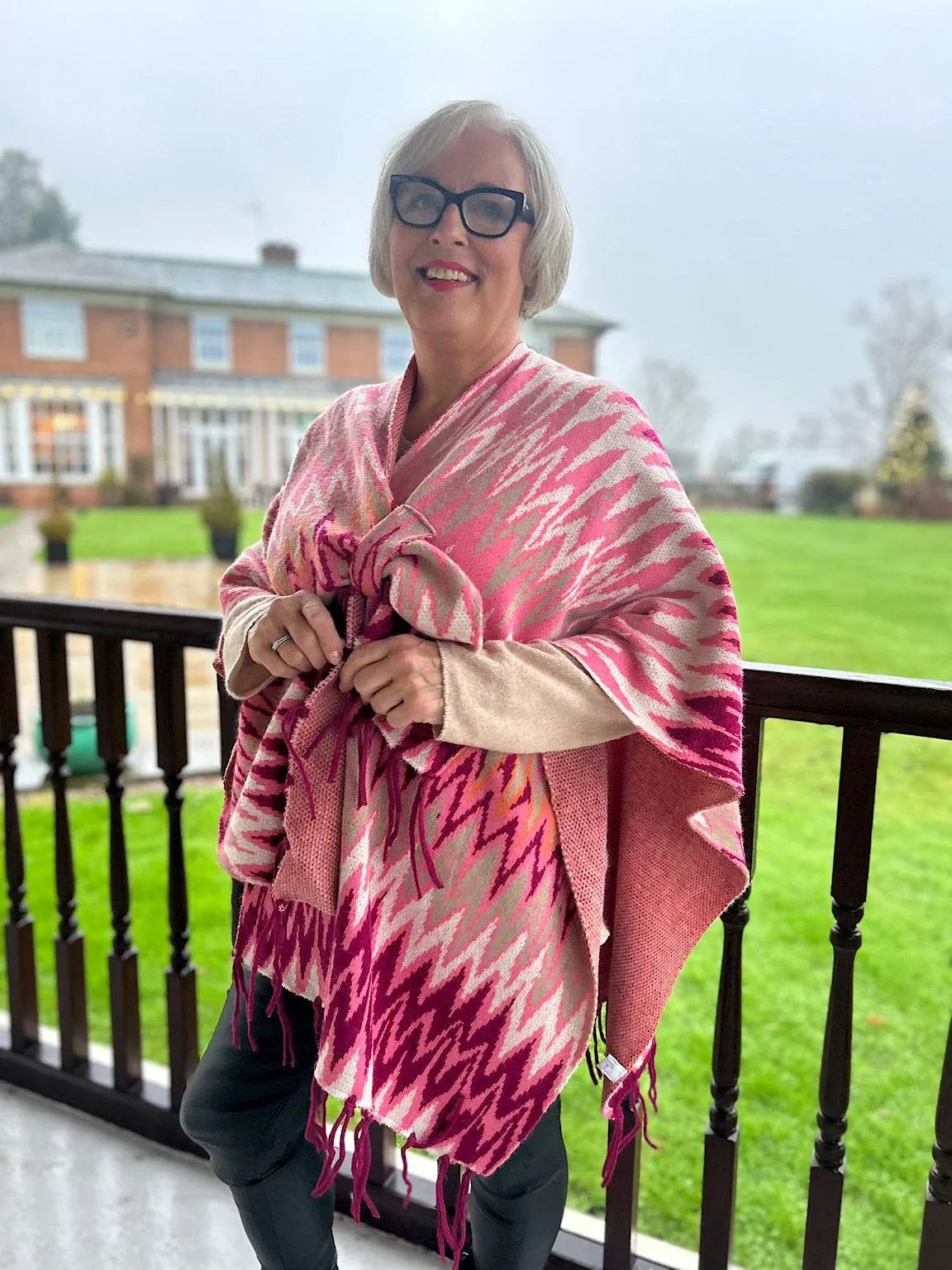 Candy Pink Wrap Over Poncho Ruby