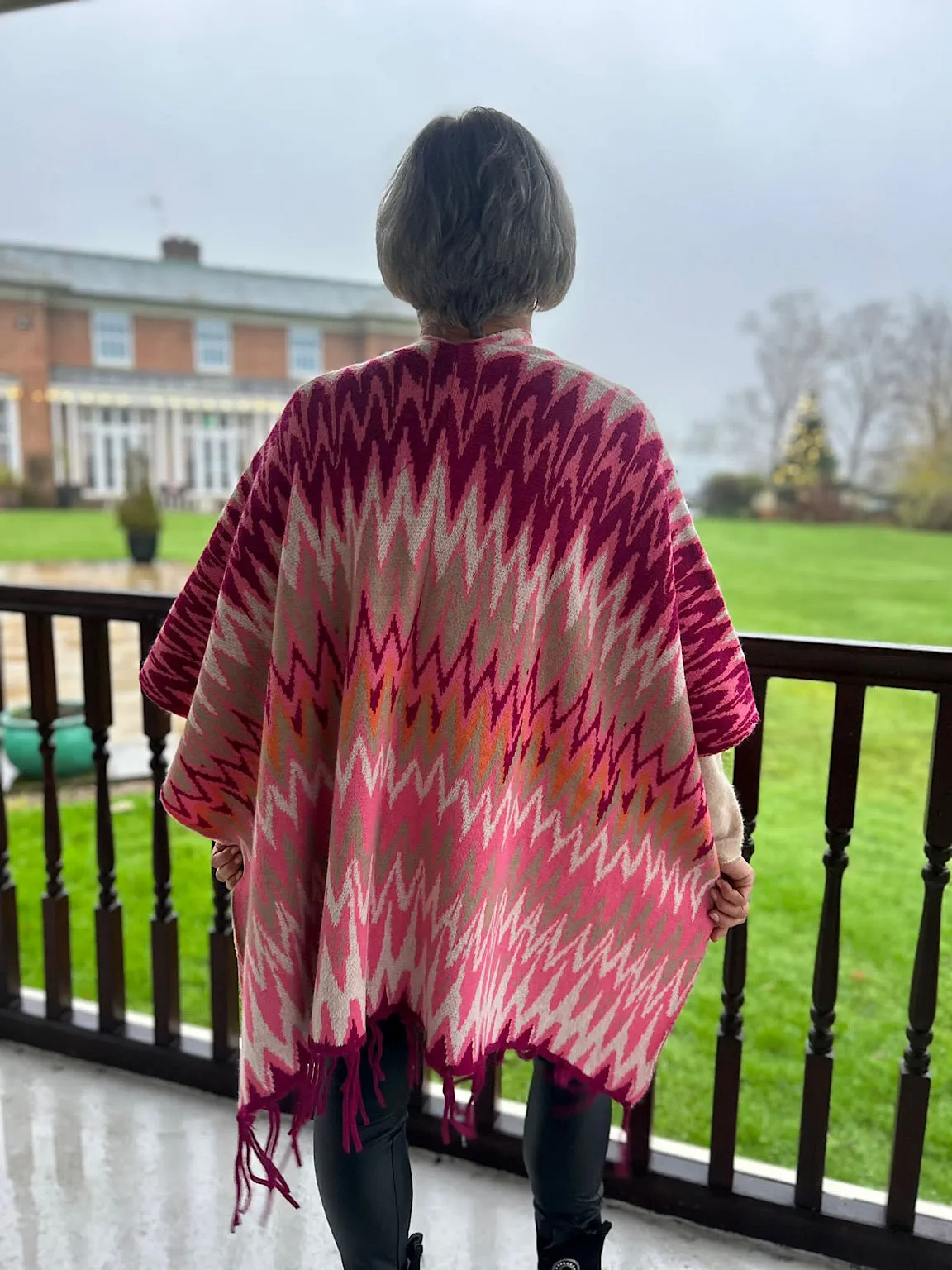 Candy Pink Wrap Over Poncho Ruby