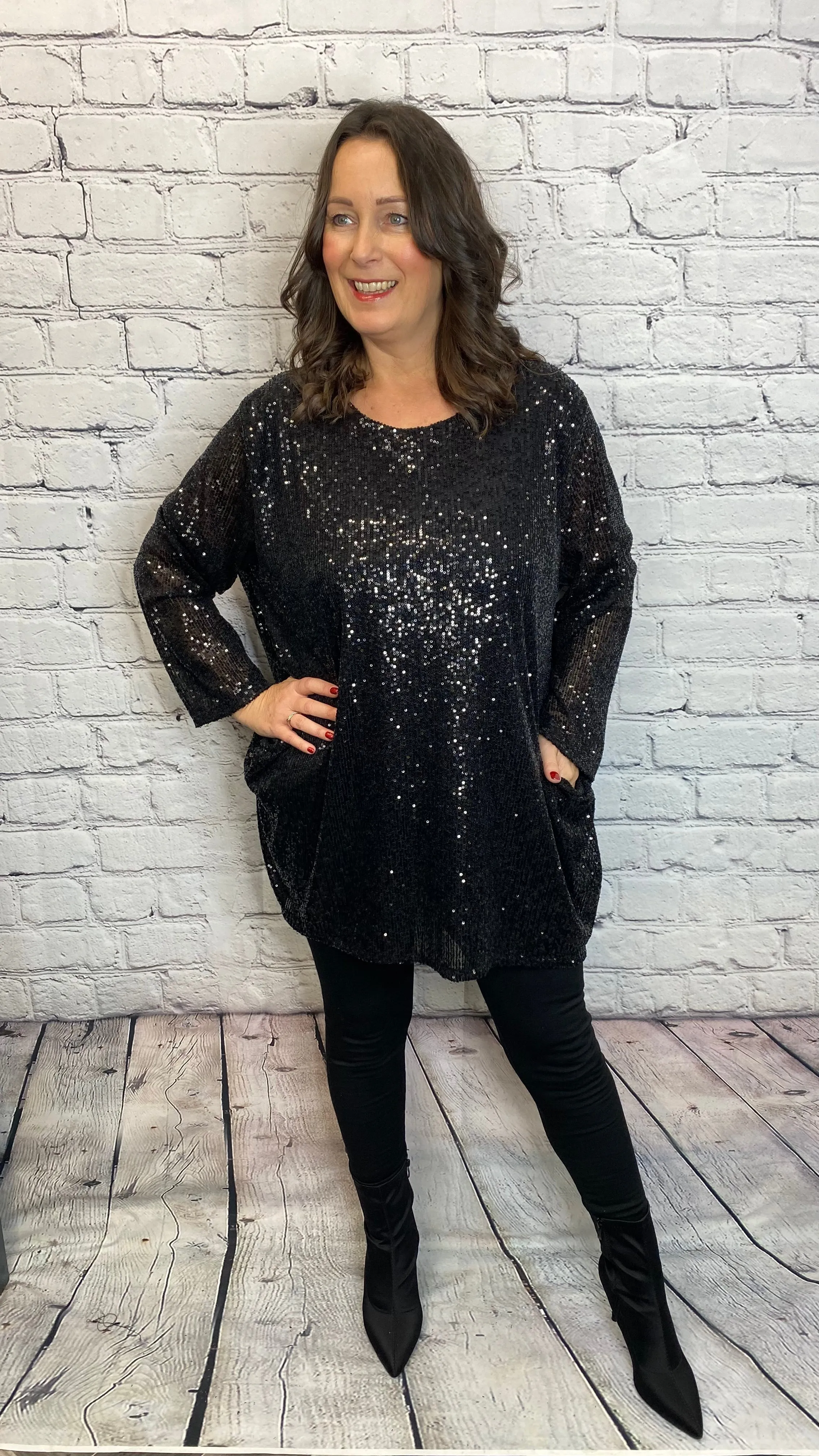 CHARLOTTE Sequin Pocketed Top