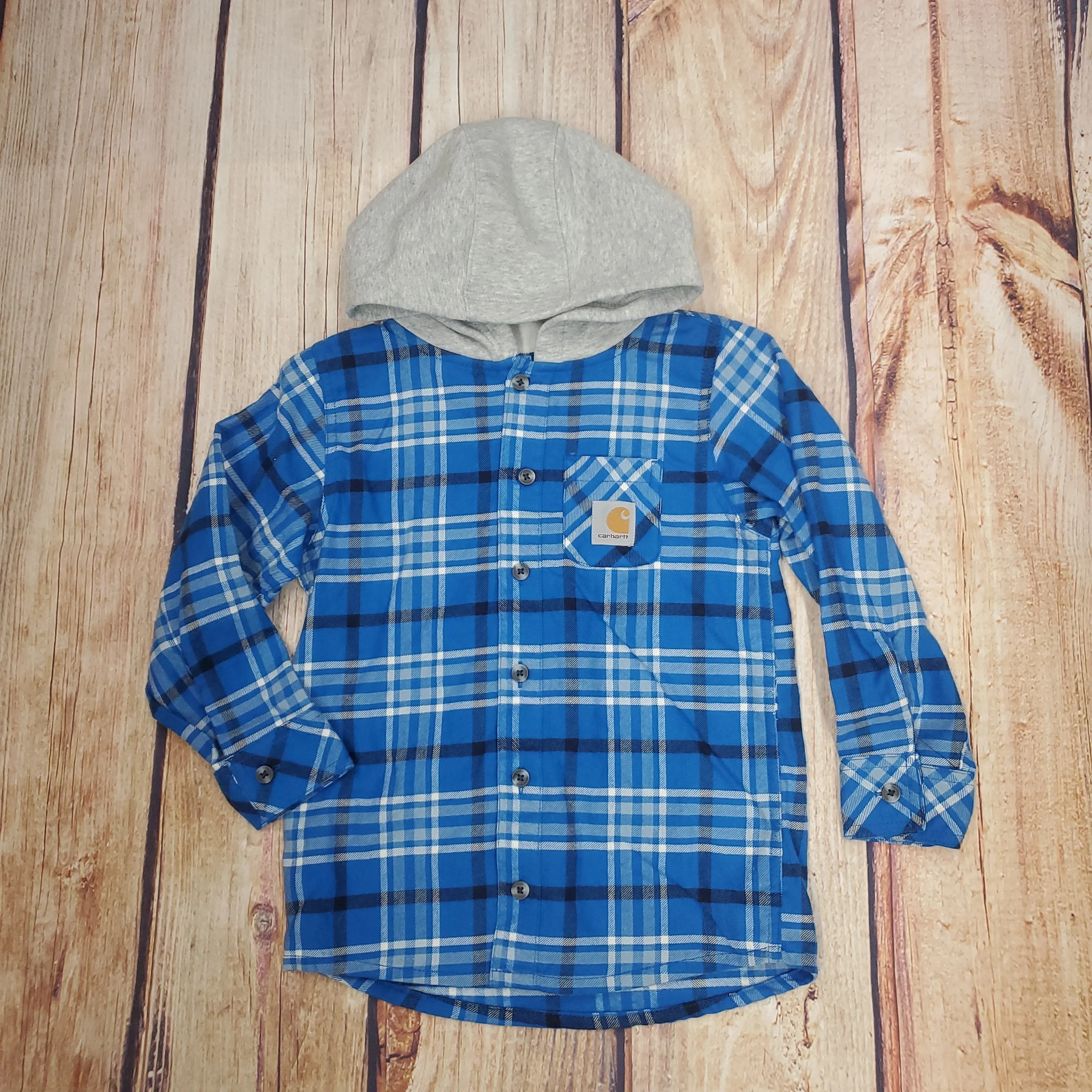 CLEARANCE CARHARTT FLANNEL L/S HOOD SHIRT BLUE