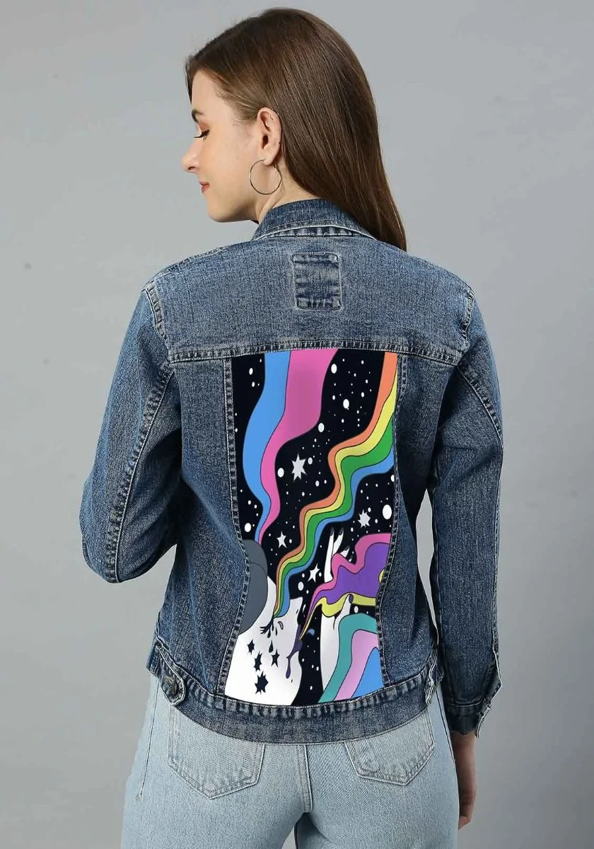 Colourful Fantasy Women Denim Jacket