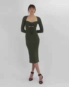 DANIKA MIDI DRESS / OLIVINE MULTI