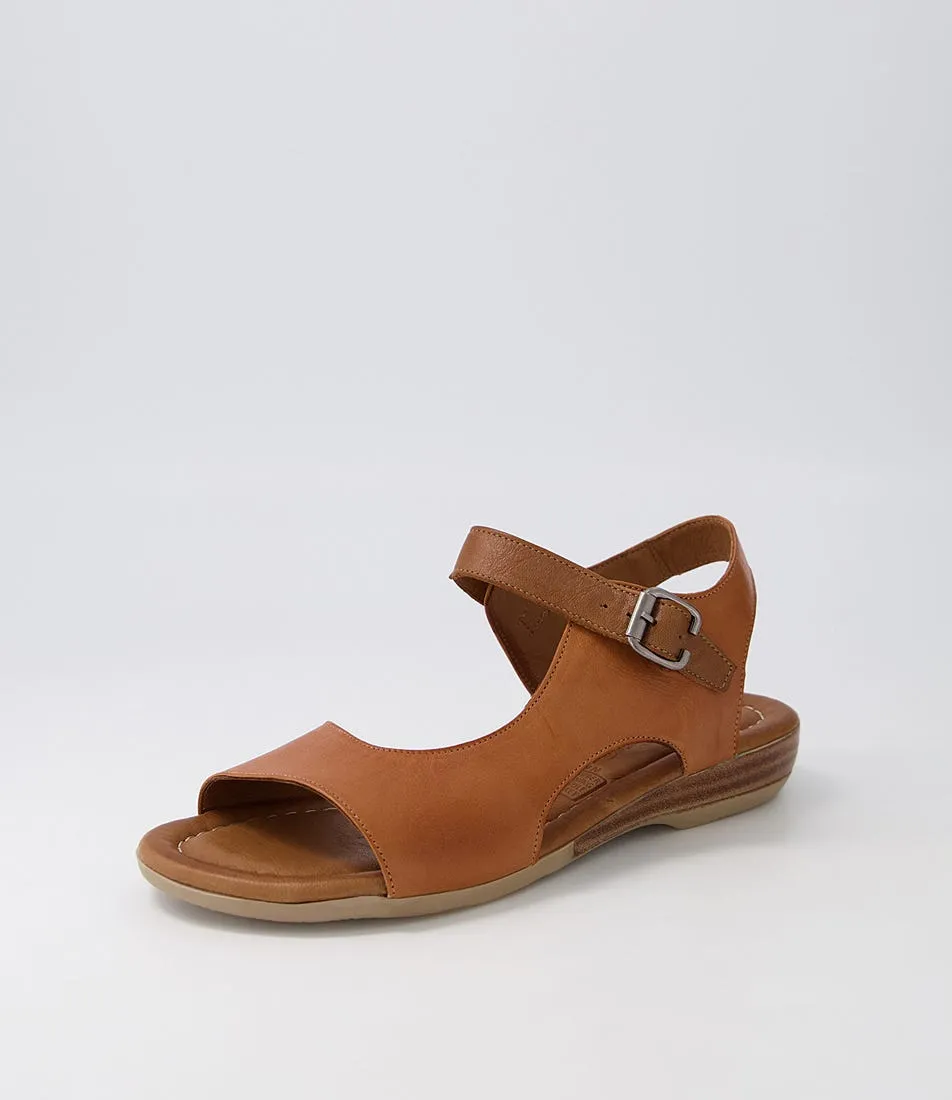 DIANA FERRARI Awin Tan Dark Tan Leather Sandals