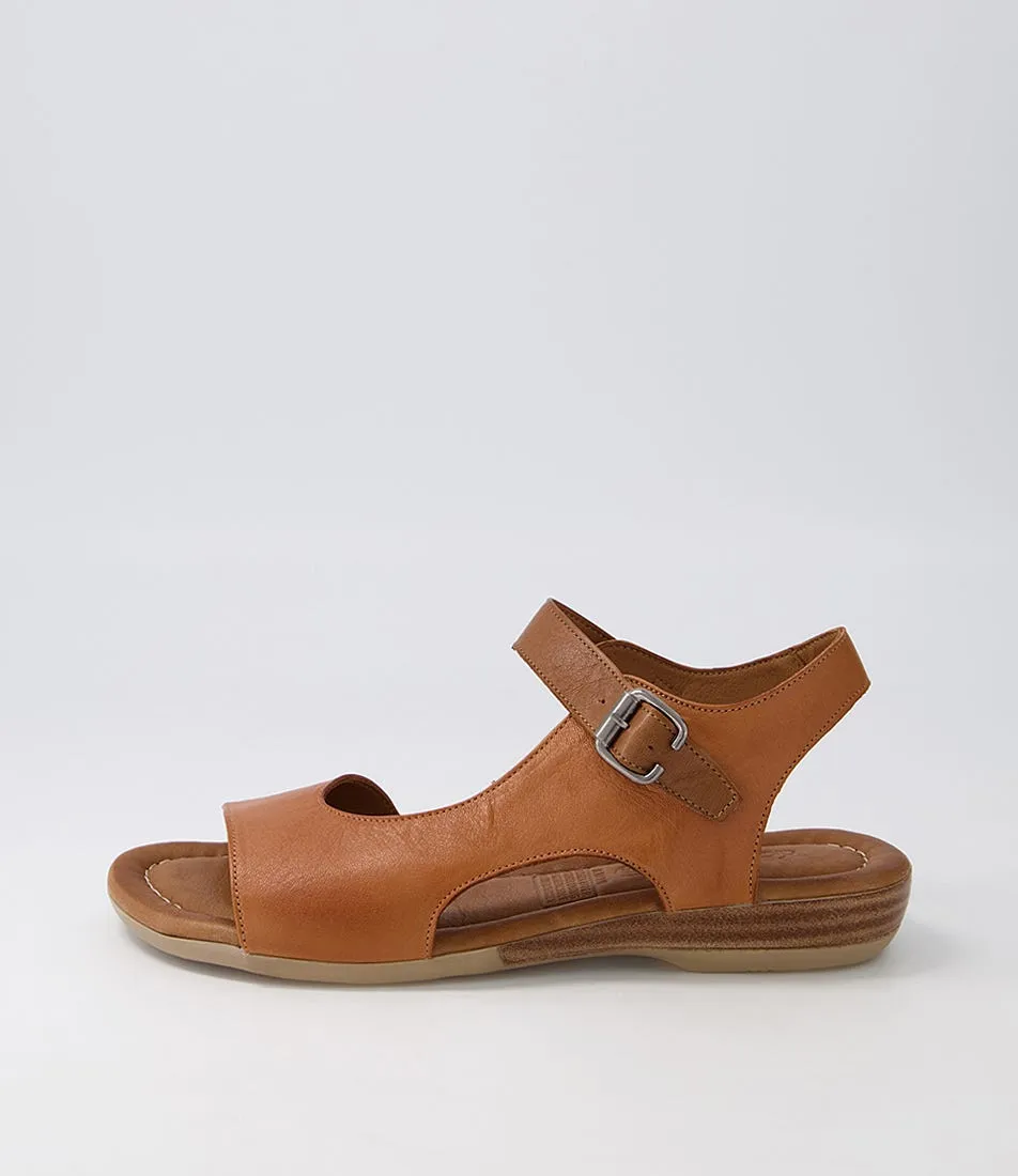 DIANA FERRARI Awin Tan Dark Tan Leather Sandals