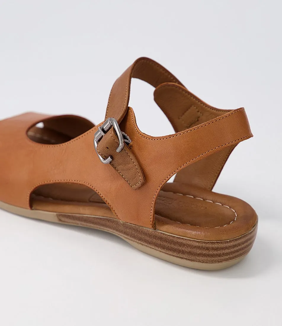 DIANA FERRARI Awin Tan Dark Tan Leather Sandals