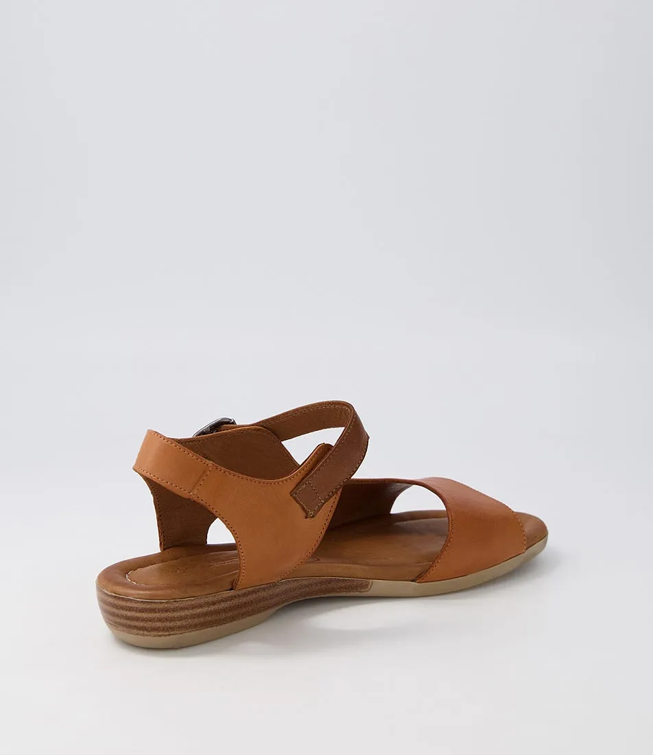 DIANA FERRARI Awin Tan Dark Tan Leather Sandals