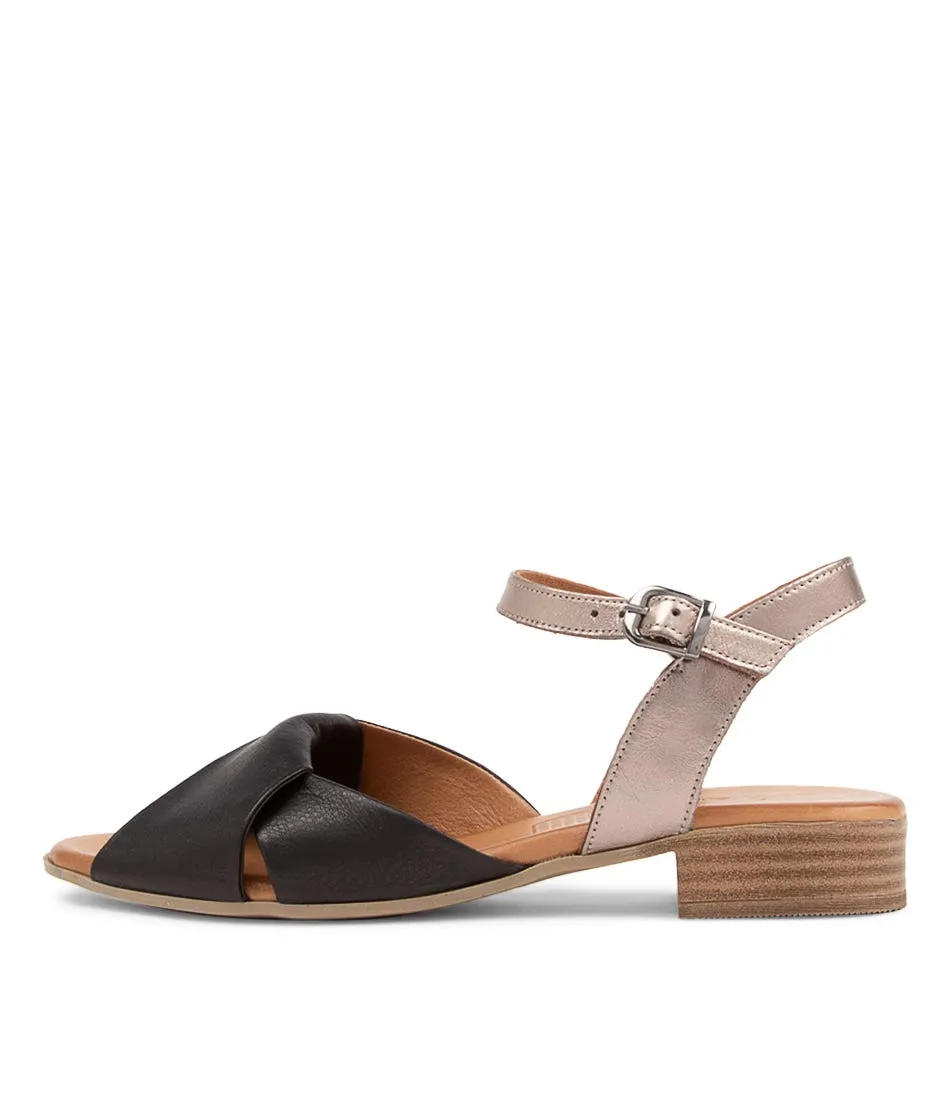 DIANA FERRARI Ceratar Black Pewter Leather Sandals