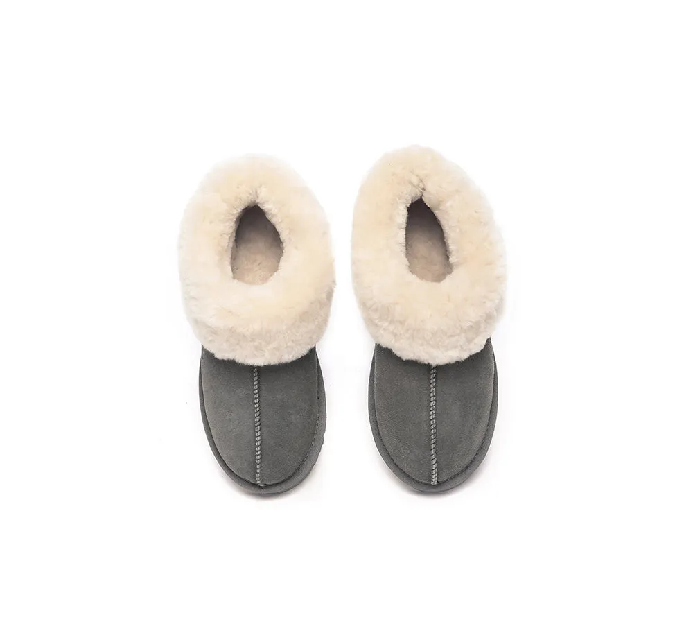 EVERAU UGG Sheepskin Wool Suede Ankle Slippers Homey