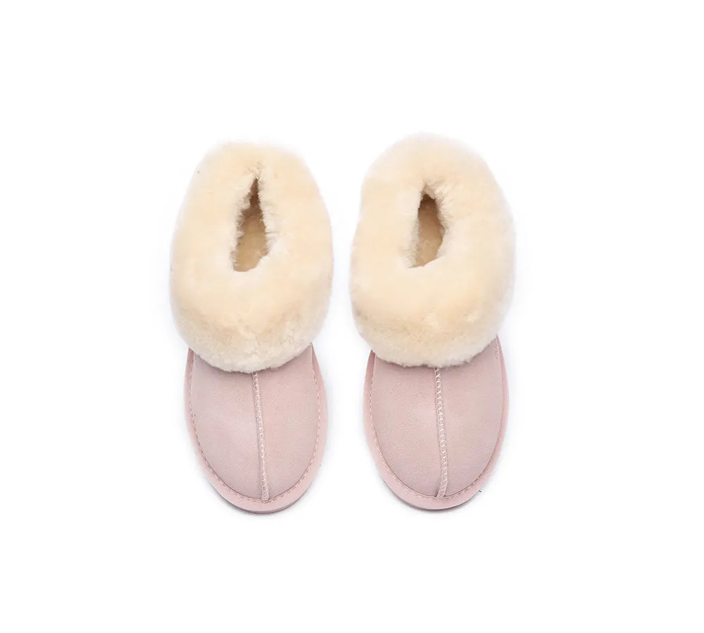 EVERAU UGG Sheepskin Wool Suede Ankle Slippers Homey