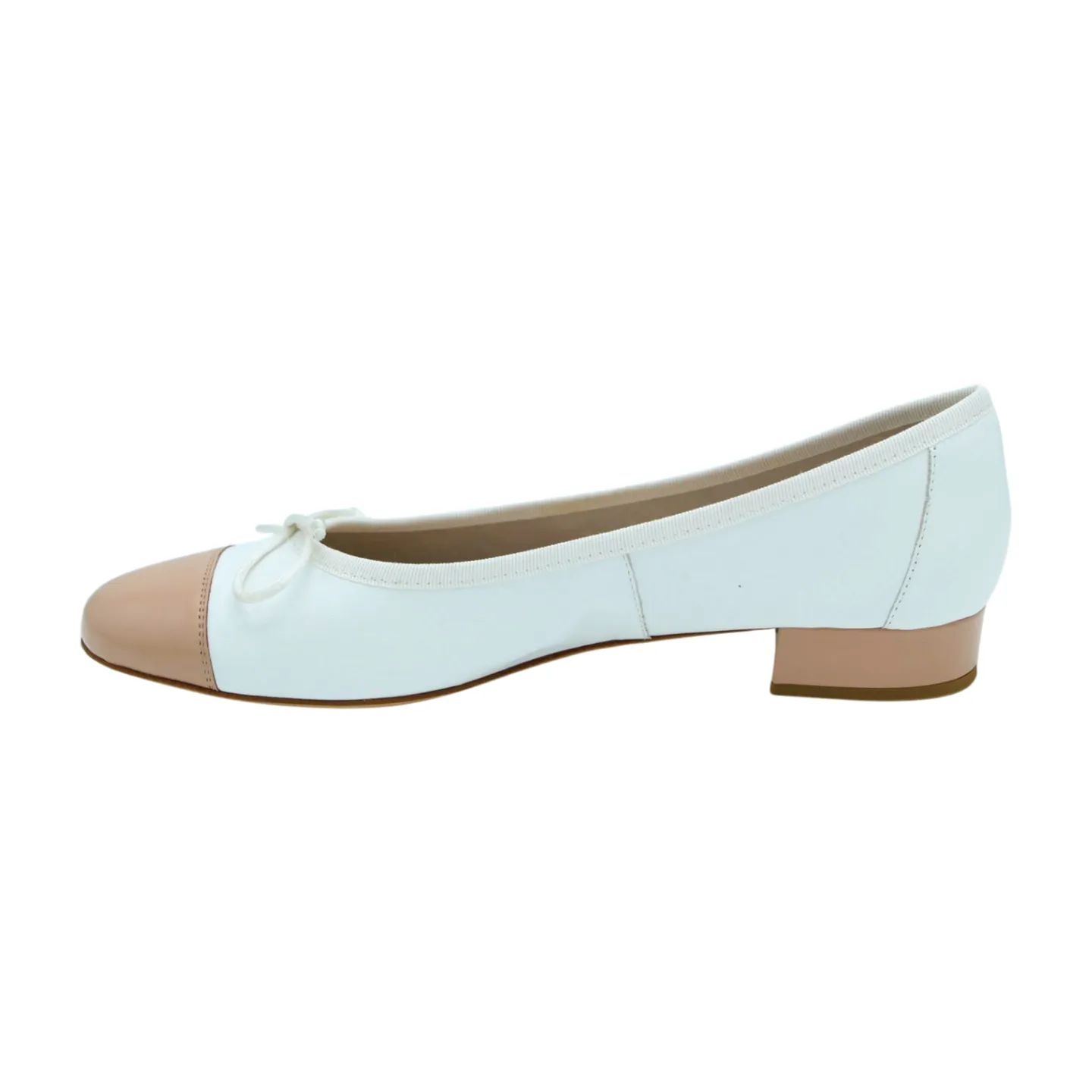 FABUCCI  White & Camel leather Ballet Flat