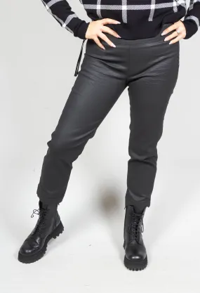 Faux Leather Trousers in Black