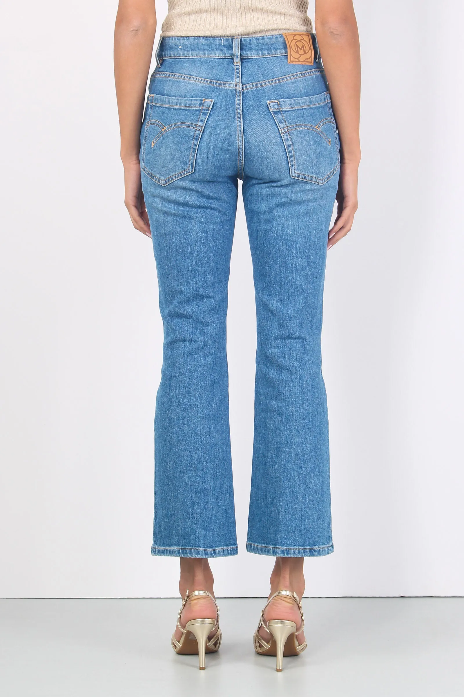 Fcrop Denim Stretch Trombett Blue Denim