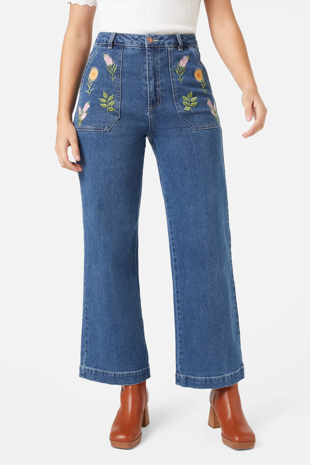 Flower Mix Embroidered Jean