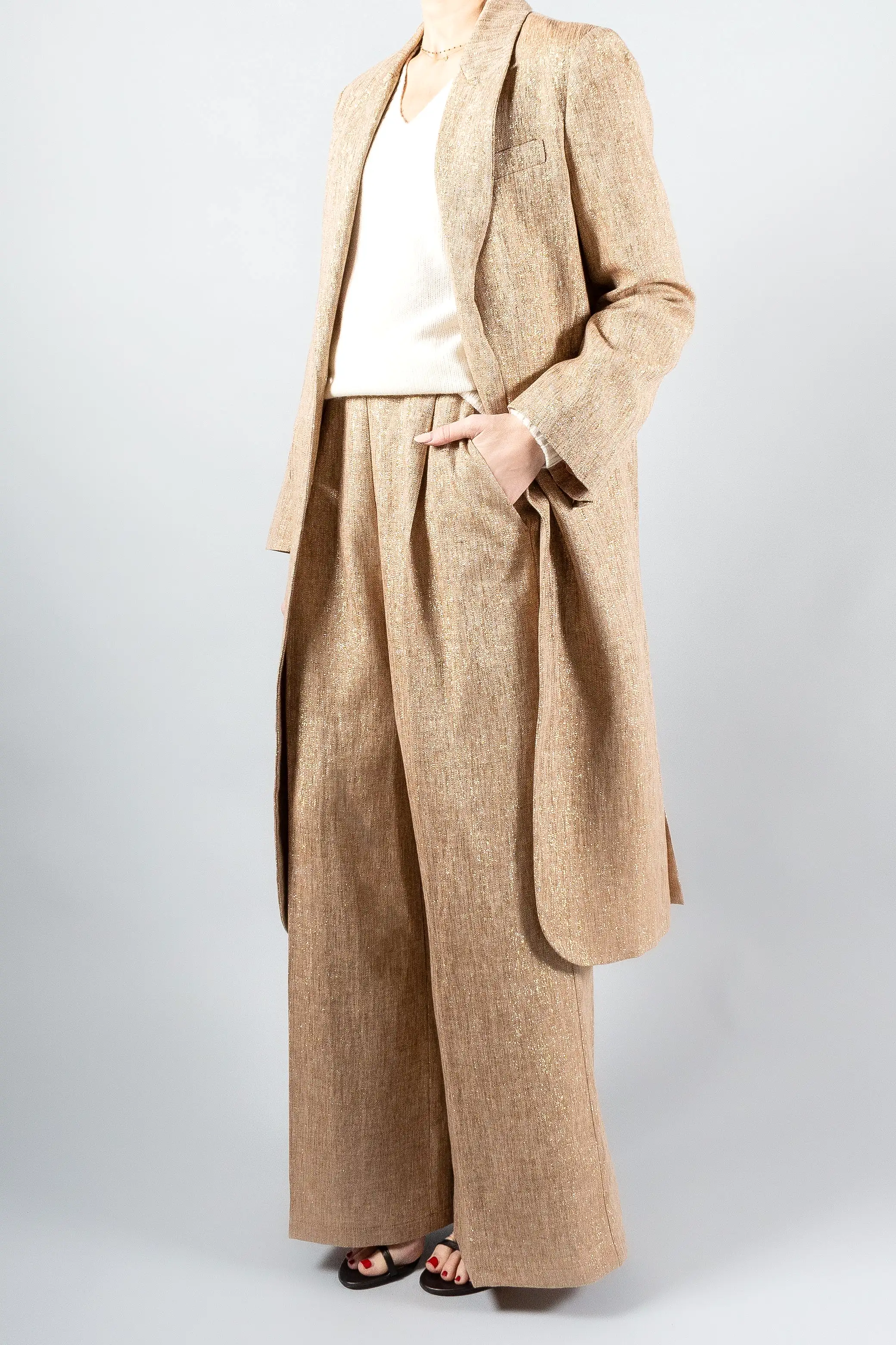 Forte Forte Linen Lurex Herringbone Coat