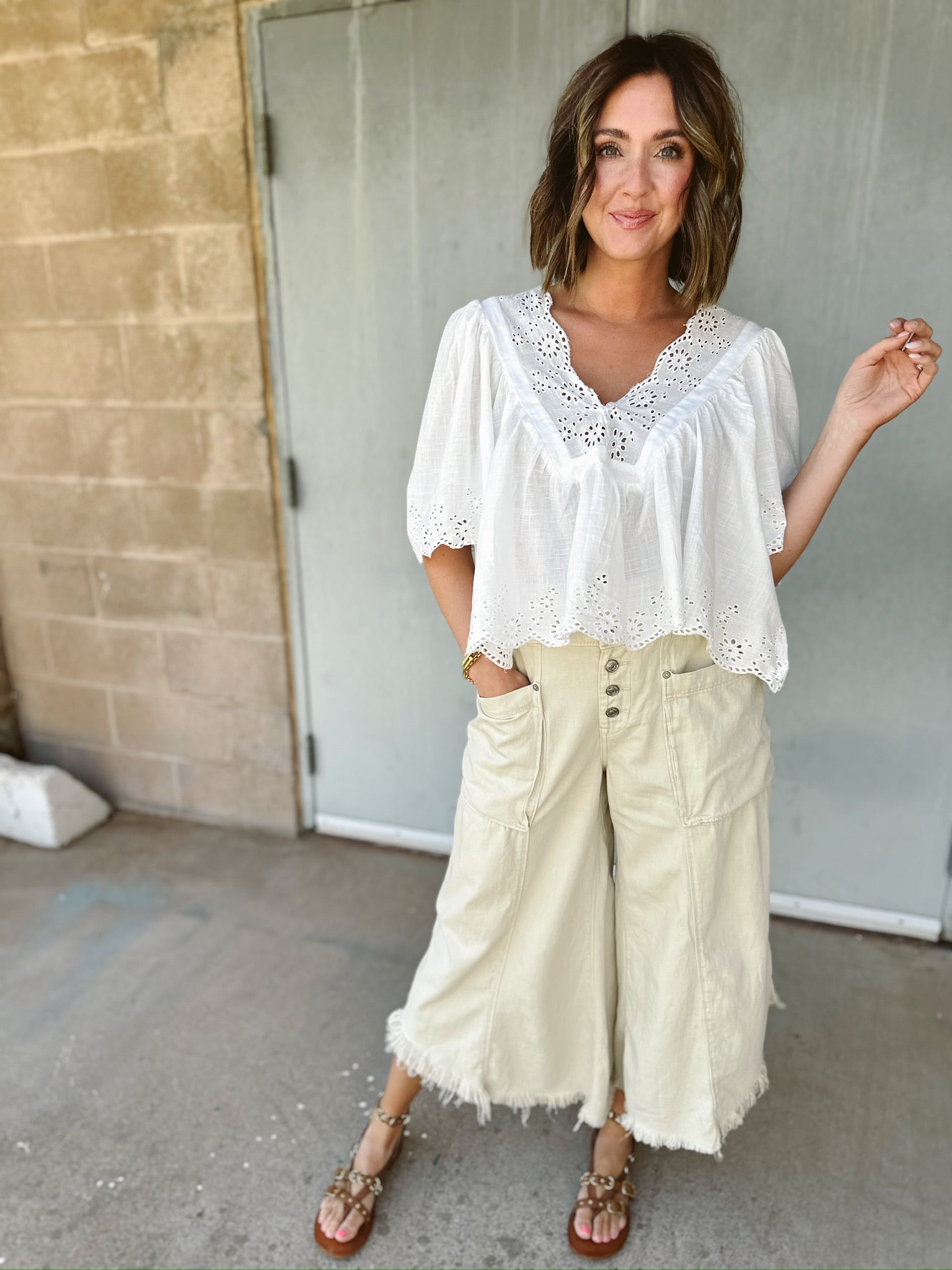 Free People Costa Eyelet Top | Bright White