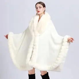 Fur Collar Shawl Cape Knitted Cardigan Baggy Coat