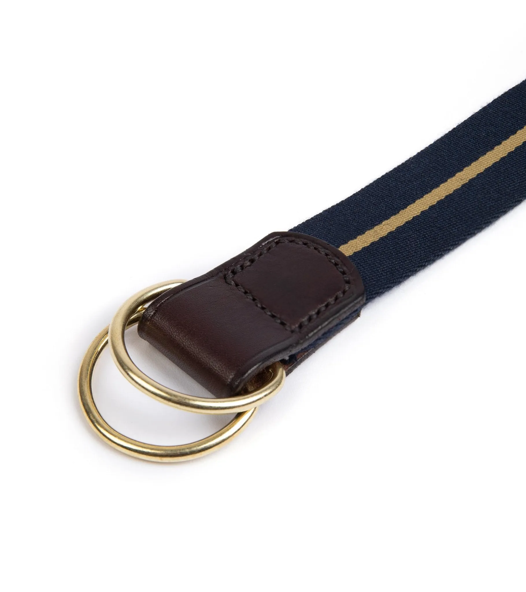 Hardy & Parsons D-Ring Canvas Belt: Navy Stripe