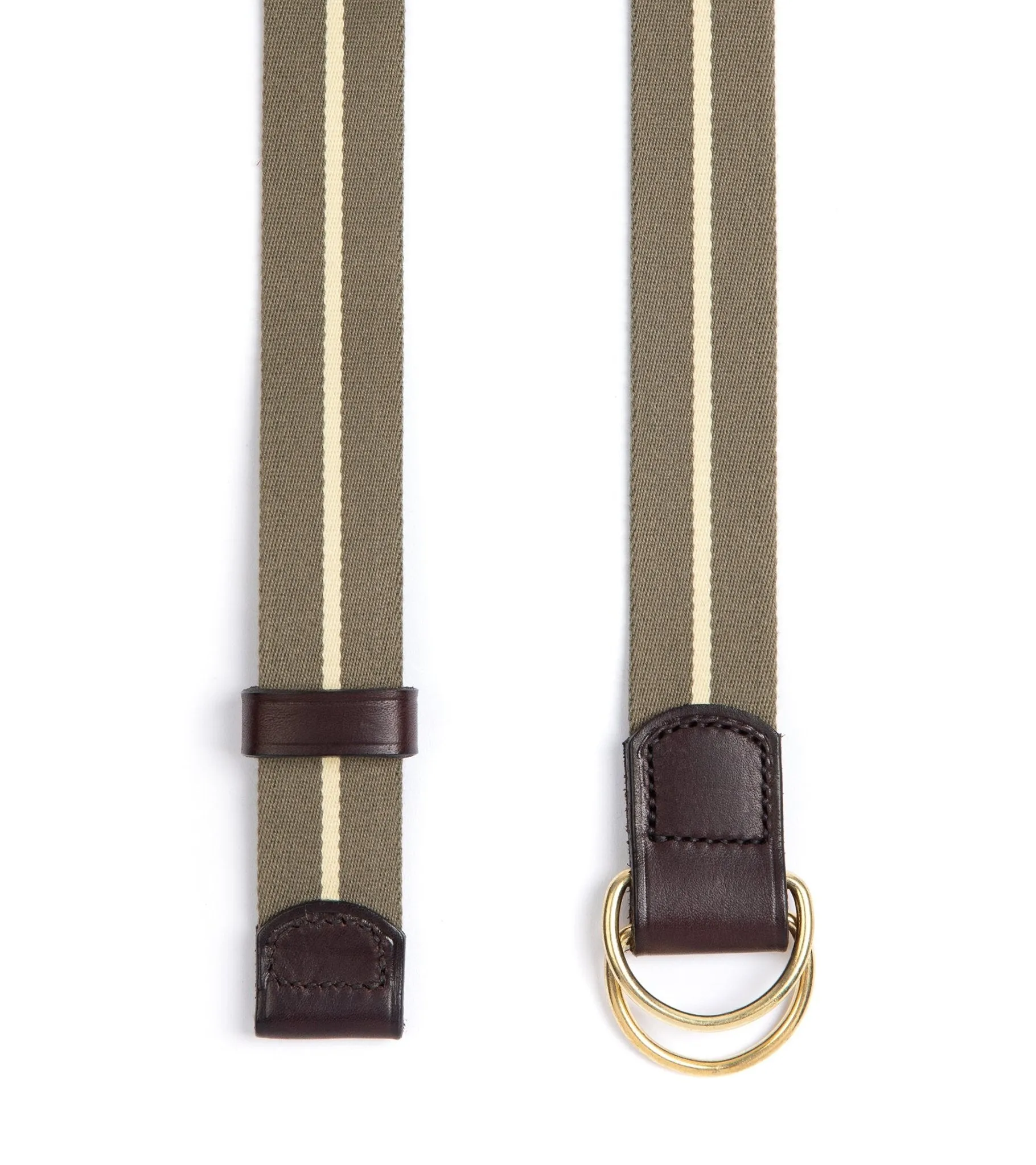 Hardy & Parsons D-Ring Canvas Belt: Olive Stripe