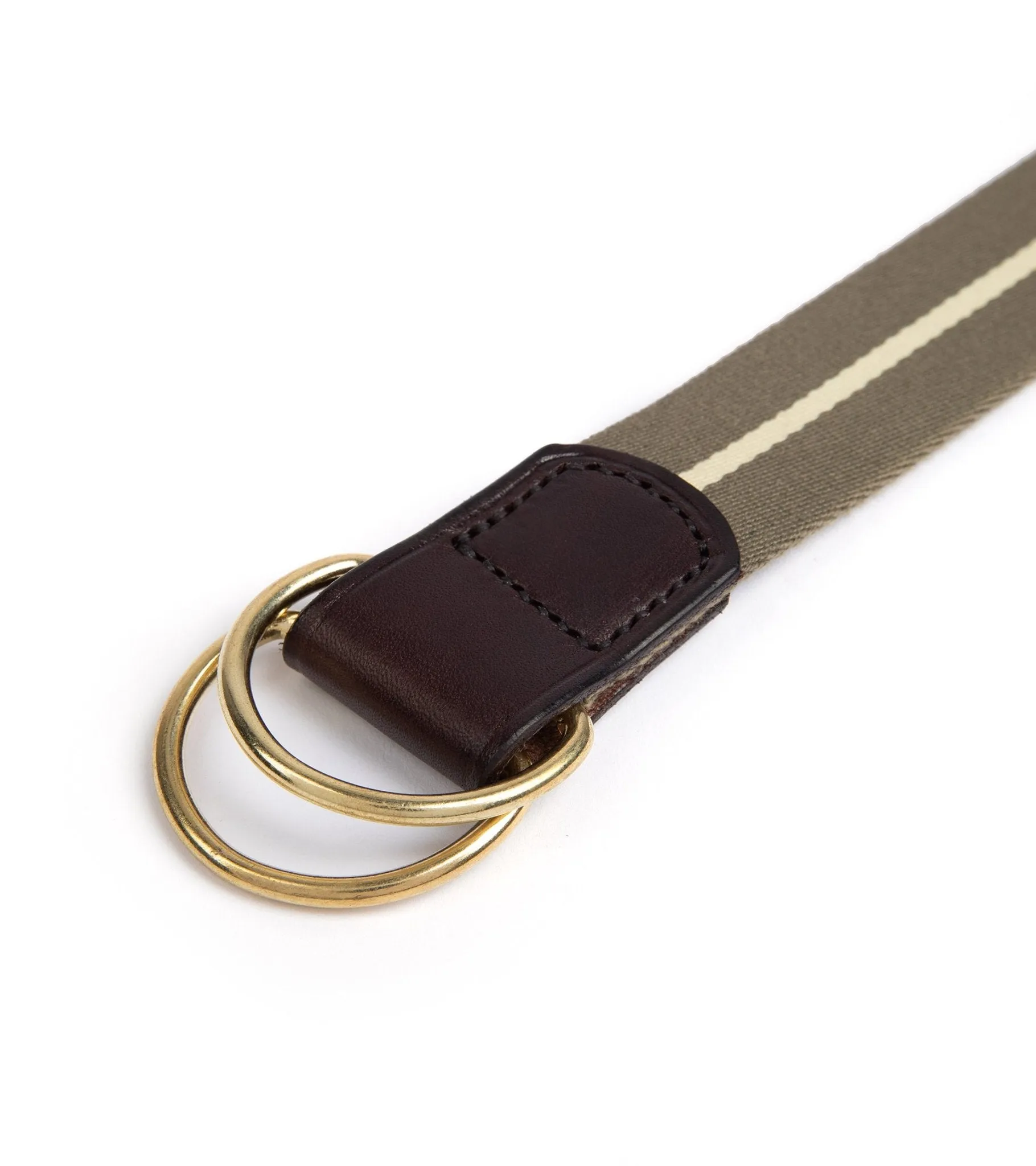 Hardy & Parsons D-Ring Canvas Belt: Olive Stripe