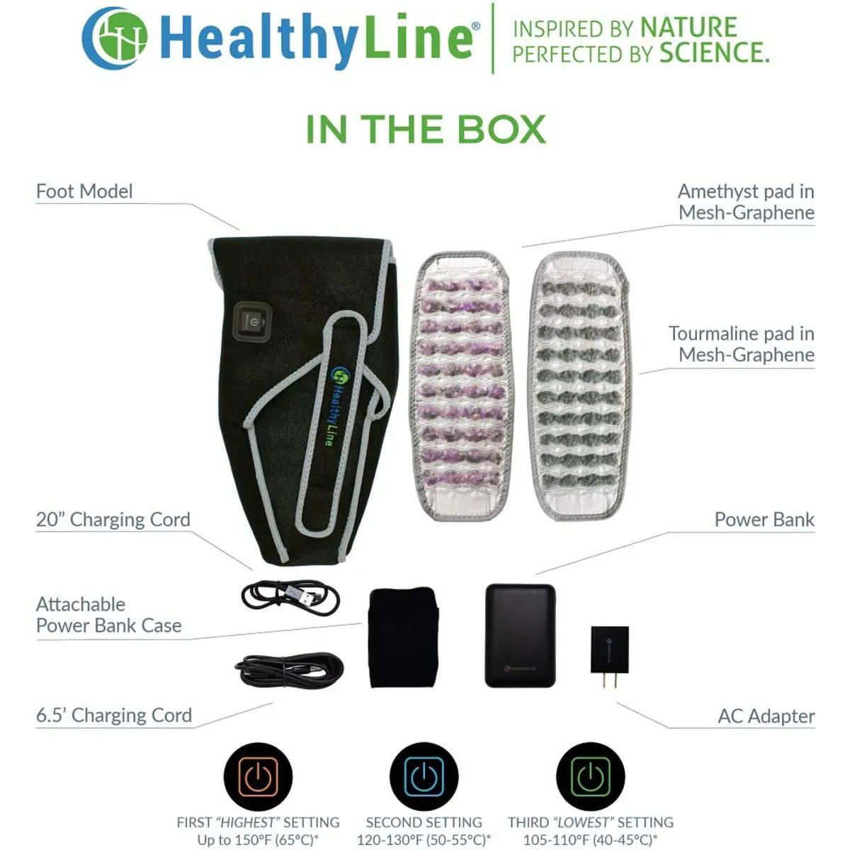 HealthyLine Portable Heated Gemstone Pad - Foot Model with Power-Bank InfraMat Pro