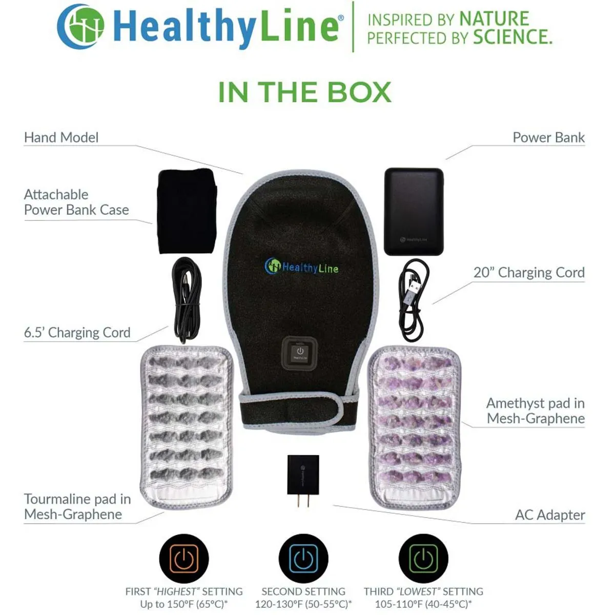 HealthyLine Portable Heated Gemstone Pad - Hand Model with Power-Bank InfraMat Pro