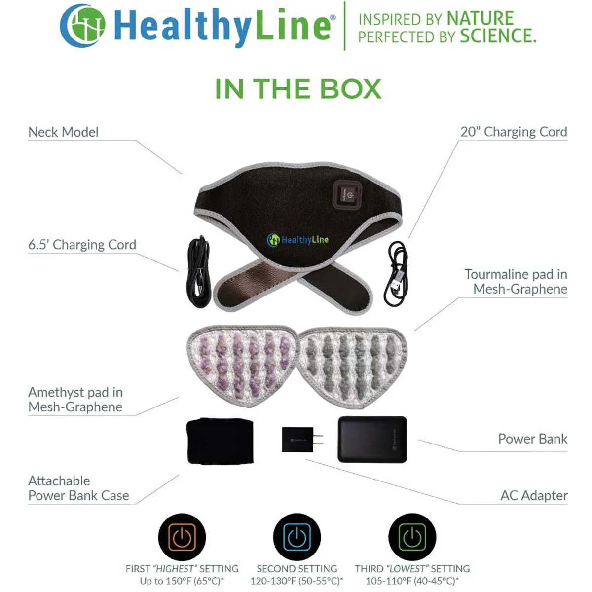 HealthyLine Portable Heated Gemstone Pad - Neck Model with Power-Bank InfraMat Pro